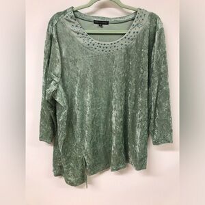Women's 3/4 Sleeve Round Neck Rhinestone Long Top T Shirt Clothing Blouse Top